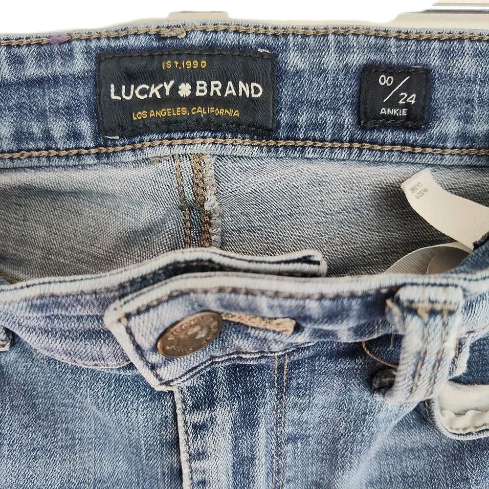Lucky Brand Bridgette Skinny Women's Ankle Jeans, Size 00/24, Distressed, Blue - Picture 11 of 14